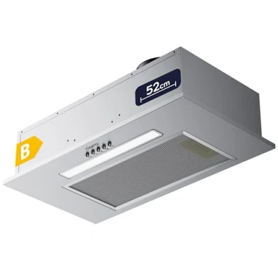 Imagen de Ciarra CBCS5913D Ancho 52 cm Campana Extractora Encastrable Evacuación al exterior y Recirculación interna por Filtro de Carbono CBCF005 Capacidad 300 m3/h Acero Inoxidable 1X1W Tira Luminosa LED