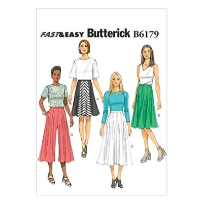 Imagen de Butterick Patterns 6179 E5 Patrones de Costura Falda y pantalón Culotte para Mujer (Tallas 42 50)