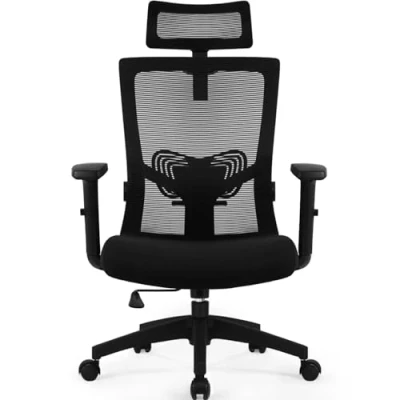 Imagen de Daccormax Silla Escritorio, ergonomica del Respaldo hasta 135,Altura Ajustables, Giratoria con Regulable Reposacabezas, Soporte Lumbar y Reposabrazos, de Oficina 360