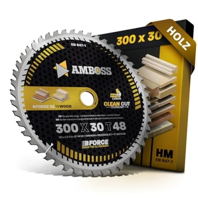 Imagen de Amboss Werkzeuge Hoja de sierra circular (300 x 30 mm, dientes alternos Z48, para madera, 300 compatible con Dewalt 1370 Scheppach KSE300 (Export), TKU, TS4000, etc.