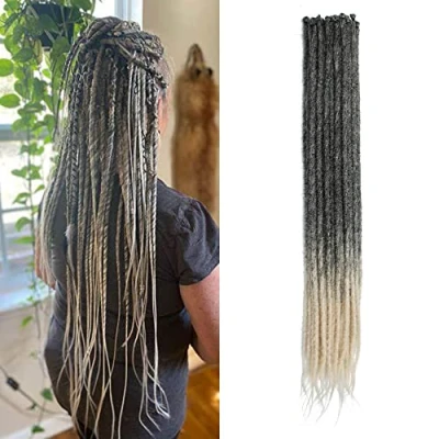 Imagen de 20 Pulgadas Hebras/Paquete Extensiones de Rastas Sintéticas Delgadas 0.6cm Cabello Trenzado Ganchillo Suaves Un Solo Extremo Reggae Hip Hop Estilo Hippie, MT1B 613#