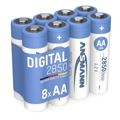 Imagen de Ansmann 2850 Pack de 8 pilas recargables (2850 mAh, Ni Mh, 1.2 V, AA), color plateado