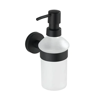 Imagen de WENKO Dosificador de jabón Bosio Acero Inoxidable Negro Mate Incl. Material atornillado para Montaje en Pared