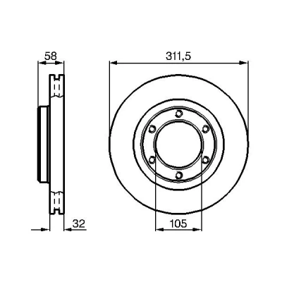 Imagen de BOSCH 0 986 478 580 Disco de freno 311,5 32 6 139,7 ventilado, ventilación interna aceitado TOYOTA: Land Cruiser 80