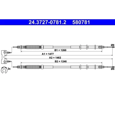Imagen de ATE 24.3727 0781.2 Cable de Freno Mano 1477, 1462 con accesorios OPEL: Corsa D Hatchback