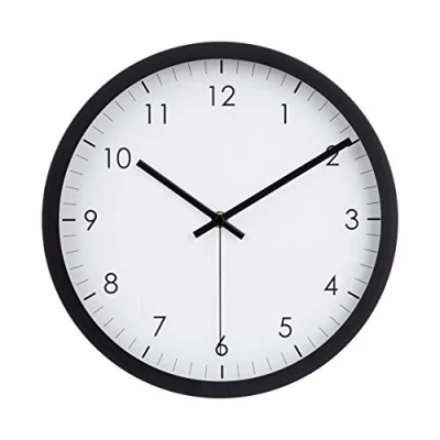 Imagen de Amazon Basics, Reloj clásico, redondo de 30.5 cm, fácil leer, silencioso, sin tictac, a pilas, negro
