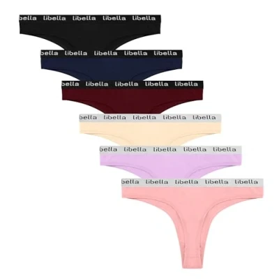 Imagen de Libella Tangas Mujer Algodón Cómoda Thong Deportivo Ropa Interior Sexy sólido G String Pack de 6 Multicolor UN9 L