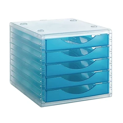 Imagen de Fichero cajones de sobremesa q connect 340x270x260 mm apilables 5 azul mar translucido