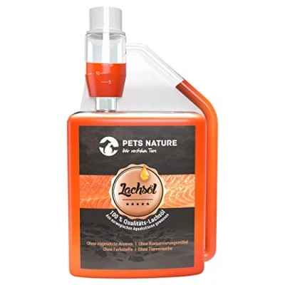 Imagen de Pets Nature aceite de salmón para perros y gatos 250 ml pescado puro premium con Omega 3 6 tu perro, gato caballo
