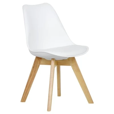 Imagen de WOLTU 1x Silla de Comedor Dining Chairs Tower Madera Escritorio Asiento Acolchado en Cuero Sintético y Polipropileno Cocina Conferencia Blanco BH29ws 1