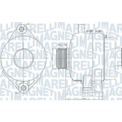 Imagen de MAGNETI MARELLI 063731995010 Alternador 14V 140A FIAT: BRAVO 2, Grande Punto Hatchback, Croma II Familiar, ALFA ROMEO: 159 Berlina, Sportwagon