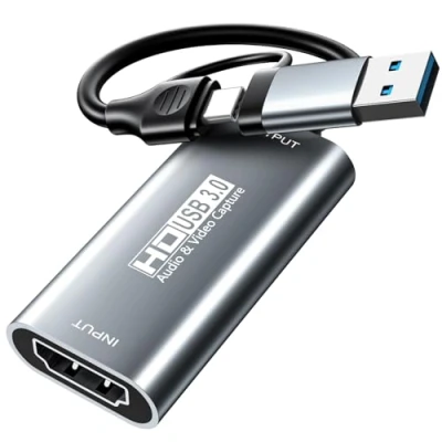Imagen de XIIXMASK capturadora Video HDMI 4K, USB 3.0, grabación de Audio y a USB/USB C en 1080P@60Hz, 2K@30Hz para enseñanza, transmisión, Juegos, videoconferencia