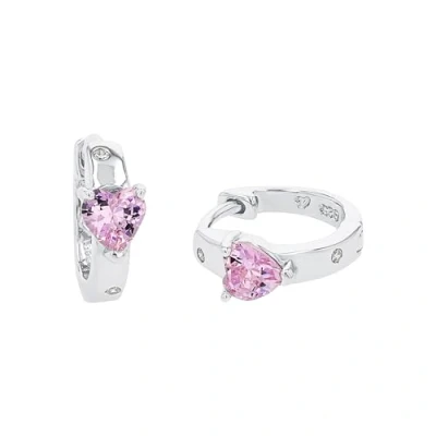 Imagen de Amor Creoles Plata de Ley 925 Joyas Orejas para Niñas, con sintetizador circonita cúbica, 1 cm, Plata, Corazón, Viene en Caja Regalo Joyería,