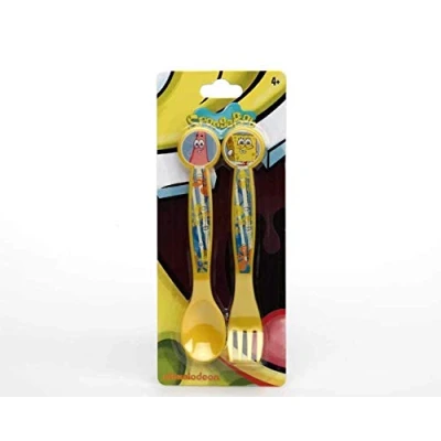 Imagen de Atosa 9076 set 2 Cubiertos Bob Esponja 22x9cm, Color Amarillo (9076)