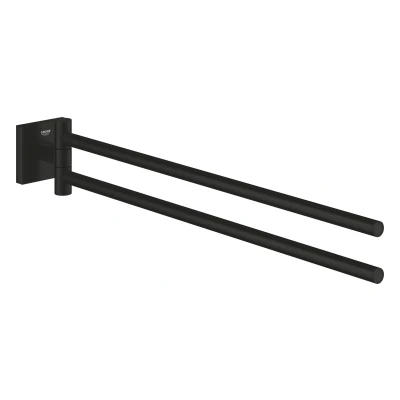 Imagen de GROHE Start Cube Quickfix Toallero de metal 438mm con 2 brazo giratorios, Negro Mate 409762430