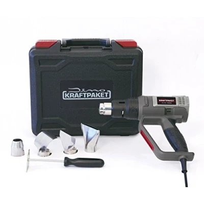 Imagen de Dino KRAFTPAKET DIY Pistola de Aire Caliente 2000W (10 (3+7) ajustes Temperatura: 50 600C, Aire: 250 500L/min) Calor con maletin plastico, Accesorios,