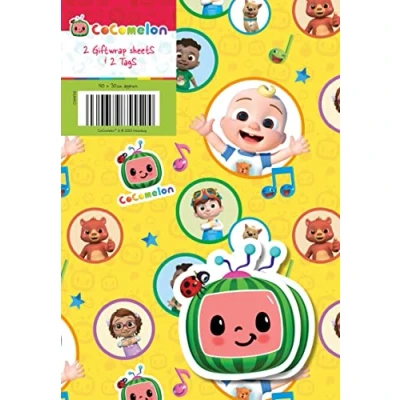 Imagen de Danilo Promotions LTD Cocomelon papel de regalo, 2 hojas, etiquetas, regalo cumpleaños