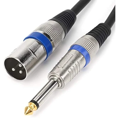 Imagen de HTRUIYATY Stereo Cable de Micrófono Xlr Macho A 6,35 mm 1/4 Ts Jack Audio Desequilibrado Mono Conector Guitar (3 m)