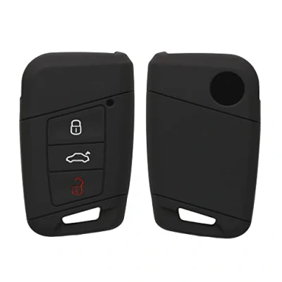 Imagen de kwmobile Funda Compatible con VW Llave de Coche 3 Botones (Solo Keyless Go) Carcasa Protectora Silicona para Case en Negro