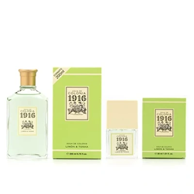 Imagen de 1916 Limón &amp; Tonka, Agua de Colonia Hombre y Mujer, Promoción 200ml + 30ml, Pack 2 Productos, Perfume Unisex, Eau Toilette, Fragancia Fresca, Cítrica Delicada, Aroma Larga Duración