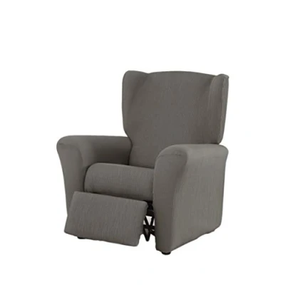 Imagen de Estoralis Berta Funda Sillon de Diseño Moderno Tejido Elastico Gris para Relax 70 a 90 cm. Protector Adaptable Todo Tipo Sillones