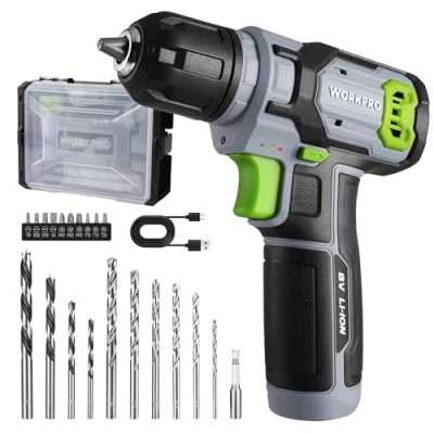 Imagen de WORKPRO Atornillador Inalambrico 8V, Destornillador Eléctrico, Taladro con Velocidades Variables, Recargable, Luz LED, 21pc Accesorios, Gris