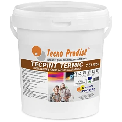 Imagen de Tecno Prodist TECPINT TERMIC (7,5 Litros) Pintura interior al agua, con aislante térmico y acústico (sonido reverberación) Antihumedad Paredes Techos Fácil Aplicación Sin olor (BLANCO)
