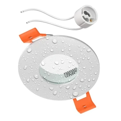 Imagen de ledscom.de Marco empotrado en el techo ERID, resistente a la humedad, baño, IP44, redondo, blanco mate (GU10/MR16/GU5,3/50mm) incl. toma GU10