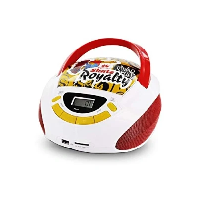 Imagen de Metronic 477454 Radio y Reproductor de CD portátil con Toma USB/SD, FM, 3W, Salida Jack 3.5mm, Entrada Line IN Simpsons, Blanco/Azul