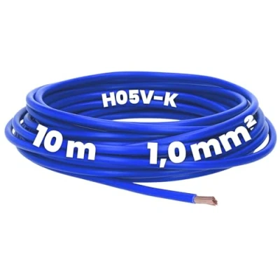 Imagen de Kalitec 10 metros H05V K 1 mm² azul oscuro cable flexible I PVC individual mm2 cableado hostil de un solo conmutación