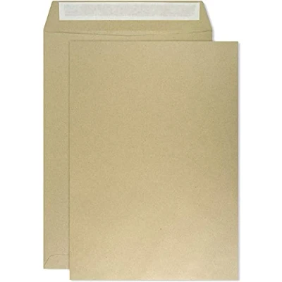 Imagen de Netuno 50x sobres grandes de papel kraft color marrón DIN B5 176x250mm 80g con solapa recta autoadhesiva sin ventana comerciales postales para uso general cartas facturas documentos negocios