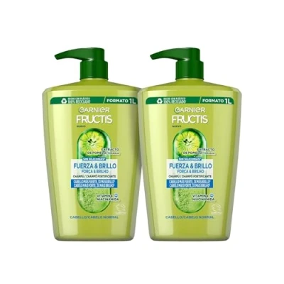 Imagen de Garnier Fructis Pack de Champús Fuerza y Brillo para Cabello normal, 2 x 1 L