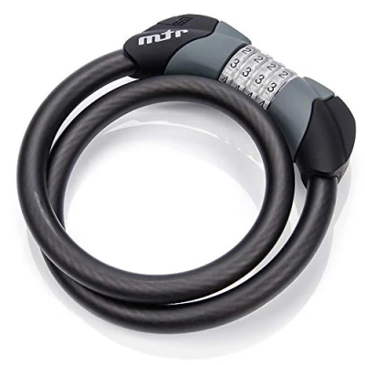 Imagen de meteor Candado de Bicicleta Cable Bloqueo antirrobo Alta Seguridad para la Carretera MTB Montaña BMX Cerradura combinación 4 Dígitos con Cadena (80 cm, Combinación)