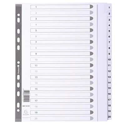 Imagen de Exacompta A4 extra ancho&quot;parte 20 Impreso Índice Mylar, transparente