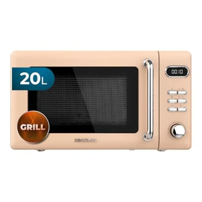 Imagen de Cecotec Microondas Digital con Grill de 20 L Proclean 5110 Retro Beige. 700 W en 5 Niveles, Temporizador hasta 60 mins, 8 Programas y Modo Descongelación, Diseño Vintage Beige