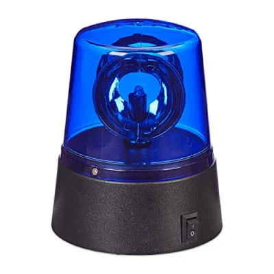 Imagen de Relaxdays Luz Policía LED, Advertencia Omnidireccional, Para fiestas, Con Pilas, PS ABS, Azul