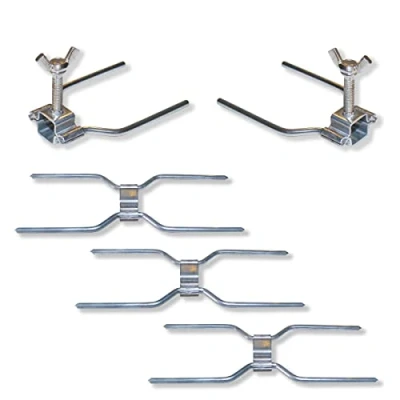 Imagen de GOLDMAN SERVICE Kit de Pinchos asador pollos acero, utensilio horquillas tenedor para asadores profesionales. Recambio universal con 3 grapas centrales dobles y 2 laterales tornillo.