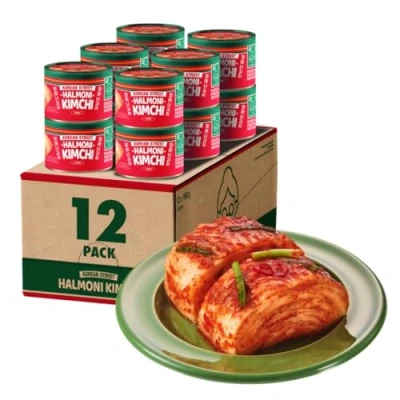Imagen de [Korean Street] Halmoni Kimchi en Lata (160g x 12) Basado el Auténtico Sabor Coreano, Col Fermentada Escabeche Coreano Ideal como Guarnición para Ramen