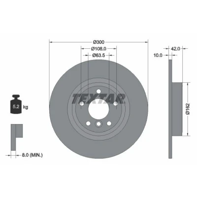Imagen de TEXTAR 92309505 Disco de freno 300 10 05/06 108 macizo revestido altamente carbonizado sin perno sujeción rueda, buje rueda JAGUAR: