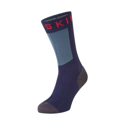 Imagen de SealSkinz calcetín Hydrostop Impermeable Mediano para el Clima cálido Gris/Rojo/Azul Marino, M Unisex Adultos Merino