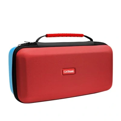 Imagen de GXTrust 1252RB XL Funda para Nintendo Switch 2, Carcasa Estuche Rigido de Transporte Consola y Accesorios, Protectora Dura, Bolsillo 4 Joy Cons 12 Cartuchos Juego, Rojo / Azul