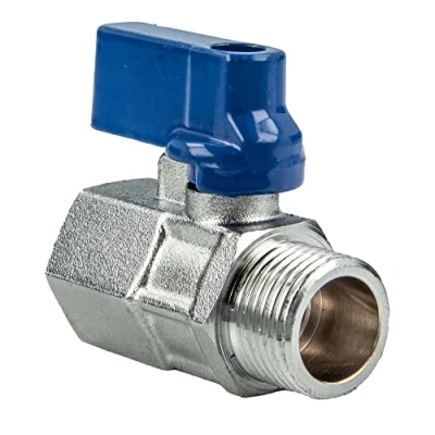 Imagen de tecuro Mini Válvula de bola tamaño 1/4 pulgadas interior x rosca exterior MS mattverchromt