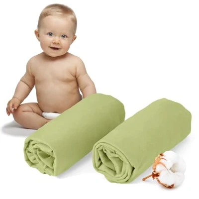 Imagen de Dreamzie Juego de 2 Sabanas Cuna 40x90 Algodon Ajustables Oeko Tex Certificado Verde Sabana Bajera 100%