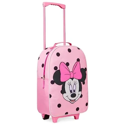 Imagen de Disney Maleta Niñas con Ruedas Infantil Equipaje de Mano Trolley Viaje Cabina 47x30x17 cm Stitch Minnie Mouse Frozen Asa Extensible y 2 (Rosa Minnie)