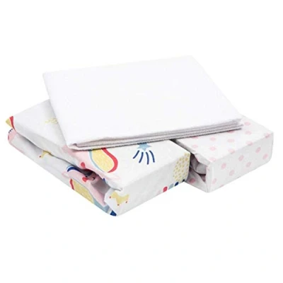 Imagen de FlyIdeas Juego 3 Pza Sabanas Minicuna Colecho 90x55 cm, 100% Algodon Certif. 2 Sábanas Bajeras y 1 Protector Colchon Impermeable Compatible Minicunas Colchones de tamaño: 50x90 55x90 Similar