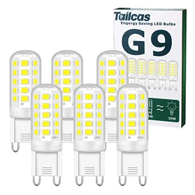 Imagen de Tailcas Bombilla LED G9 5W, Blanco Frio 6000K, Equivalente a la Halógena de 50W, Sin Estroboscópico 500LM, AC220 240V, No Regulable, Ángulo Luz 360, Pack 6