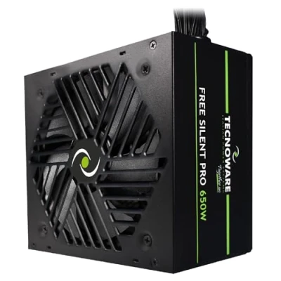Imagen de Tecnoware Fuente de Alimentación Free Silent Pro 650 para PC Avanzados con Tarjeta Gráfica NVIDIA GeForce GTX RTX, Ventilador Silencioso, Conectores PCI E, CPU 4+4, SATA, Molex
