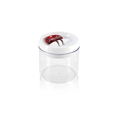 Imagen de Leifheit tarro Fresh&amp;Easy 900 ml redondo, hermético con sistema de apertura una mano, recipiente para alimentos, apilable