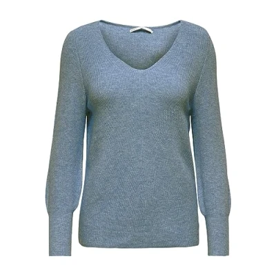 Imagen de ONLY Jersey de punto largo con cuello en V para mujer, China Blue Melange, S