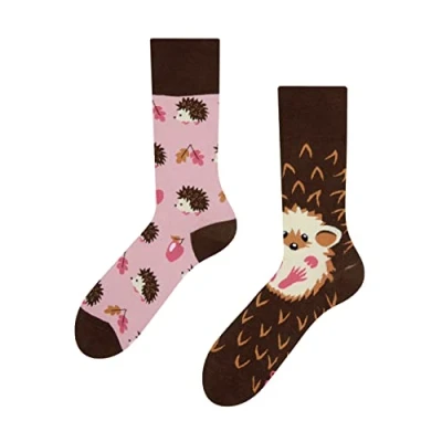 Imagen de Dedoles Calcetines Unisex Hombre Mujer y Niños Algodón muchos diseños divertidos diferente izquierda derecha, color: Rosa, diseño: Erizo, tamaño: 35 38